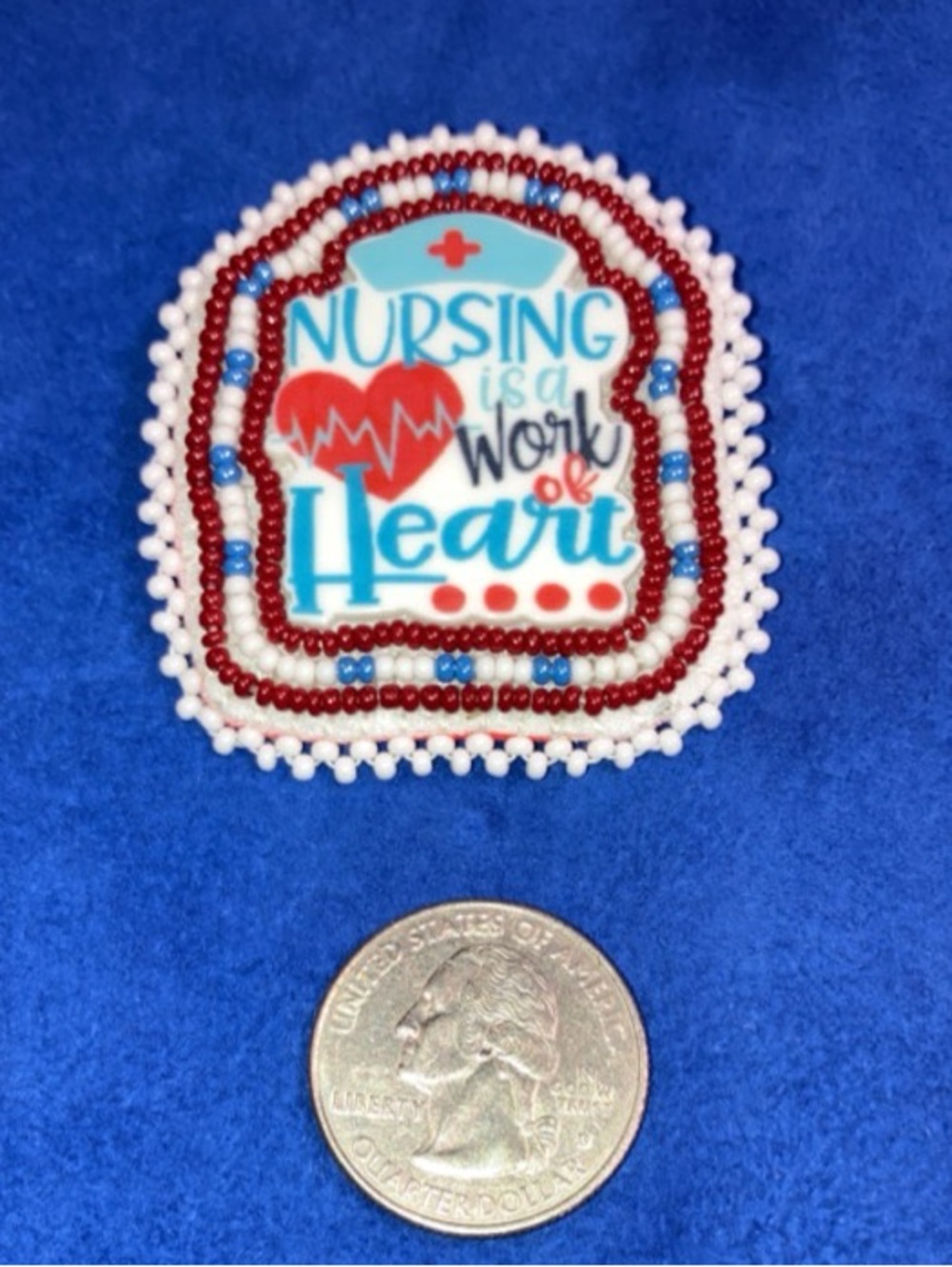 Nurse Appreciation Beaded Brooch, Artisan Crafted